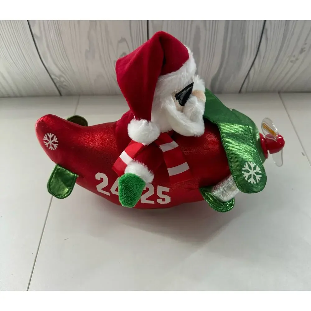 Gemmy Animated Airplane Santa Plush Musical Singing Light Up Toy